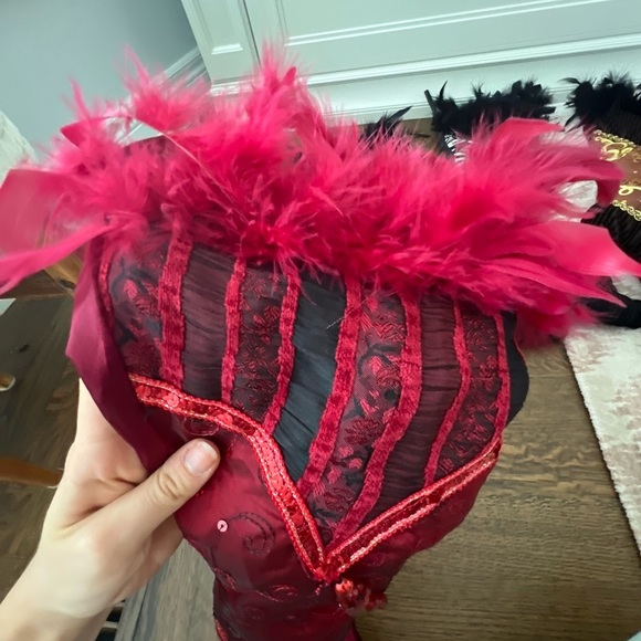 Vintage Early 2000’S High Heel Boot CHRISTMAS Stockings Decor Fabric Feather X 4 - Picture 8 of 8